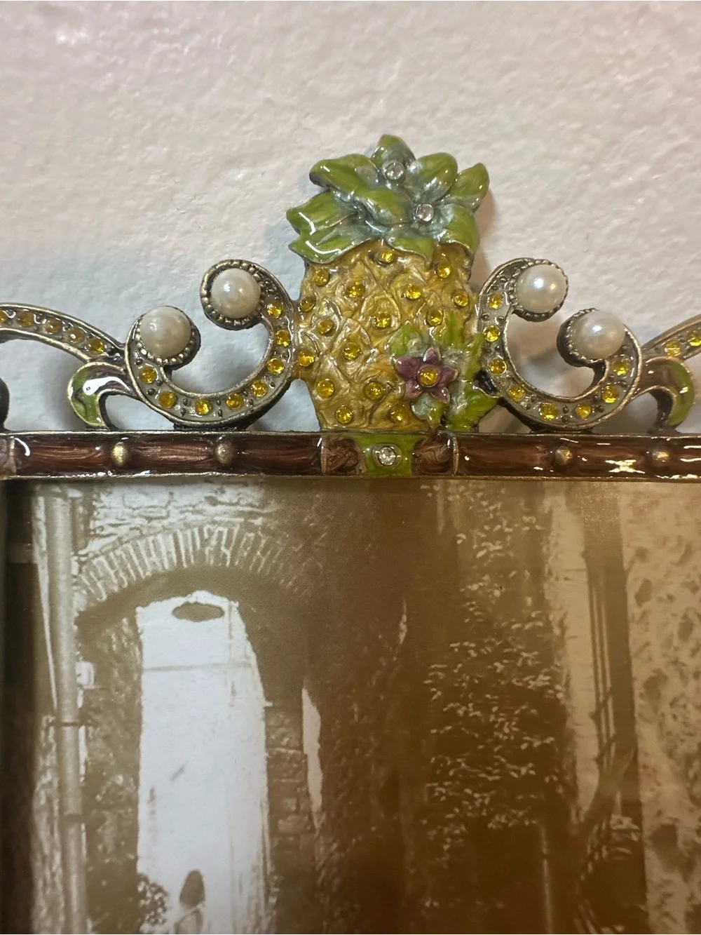 Pier 1 Green and Gold Ornate Scroll Picture Frame